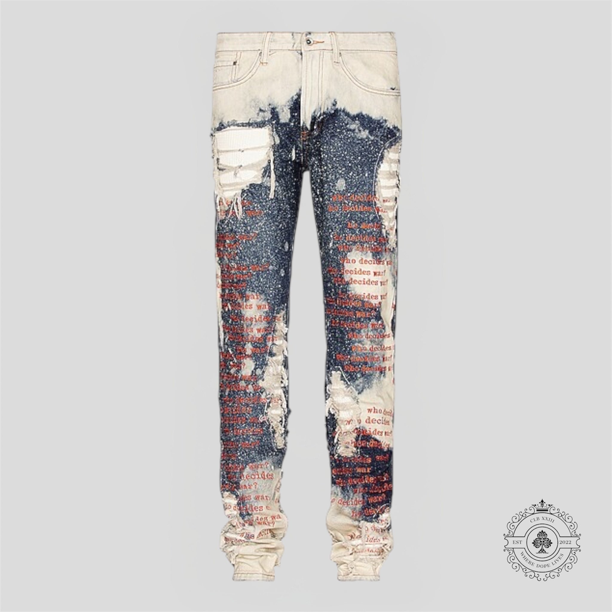 Qui décide du denim Saintes Écritures délavées de la guerre