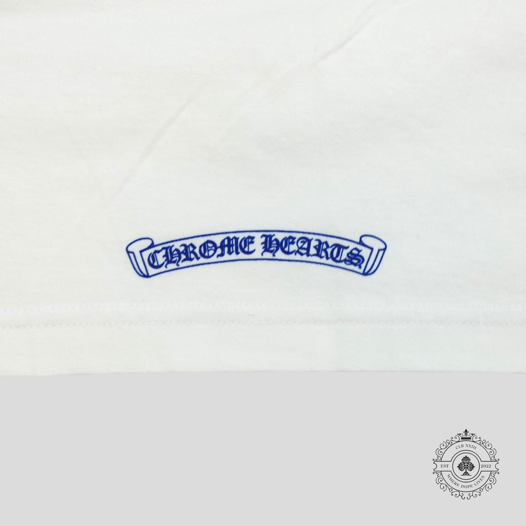 T-shirt Chrome Hearts avec logo sur le col blanc/bleu