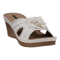 Sandales compensées blanches à motif floral Fiora pour femme
