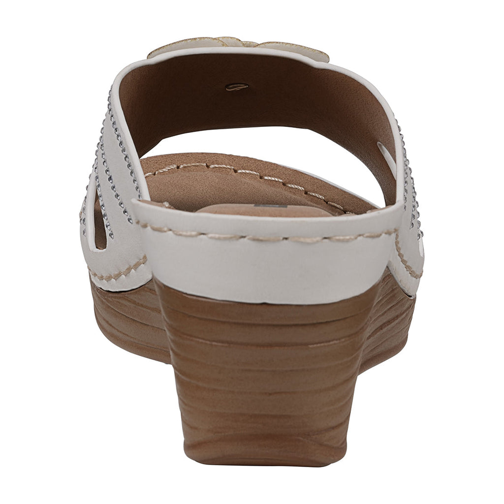 Sandales compensées blanches à motif floral Fiora pour femme
