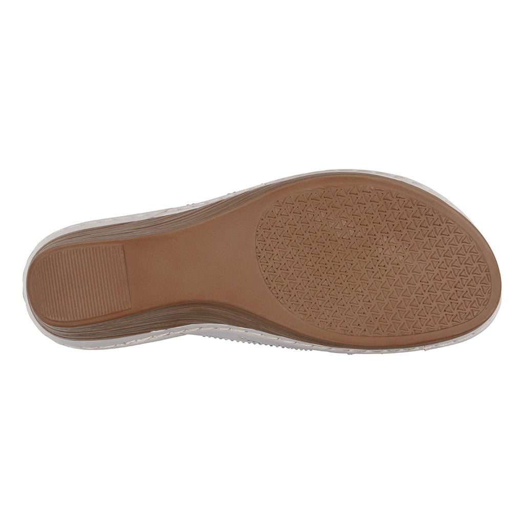 Sandales compensées blanches à motif floral Fiora pour femme