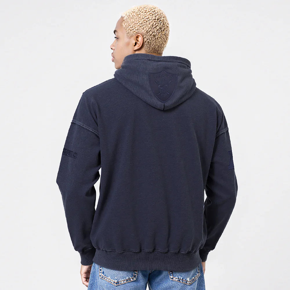 Sweat à Capuche Pro Standard Raiders Épaules Tombantes Délavé aux Enzymes - Marine