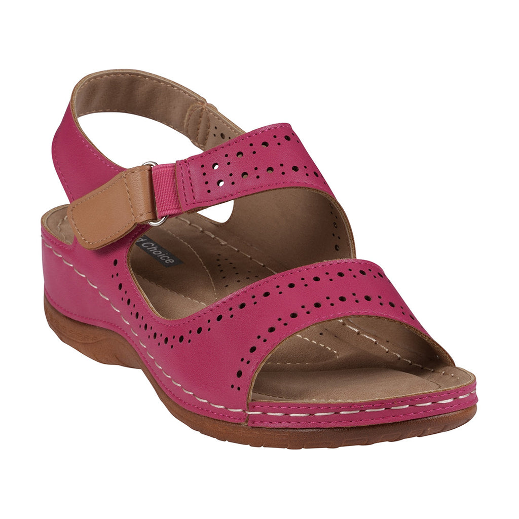 Sandales à double bride velcro perforées Foster rouges