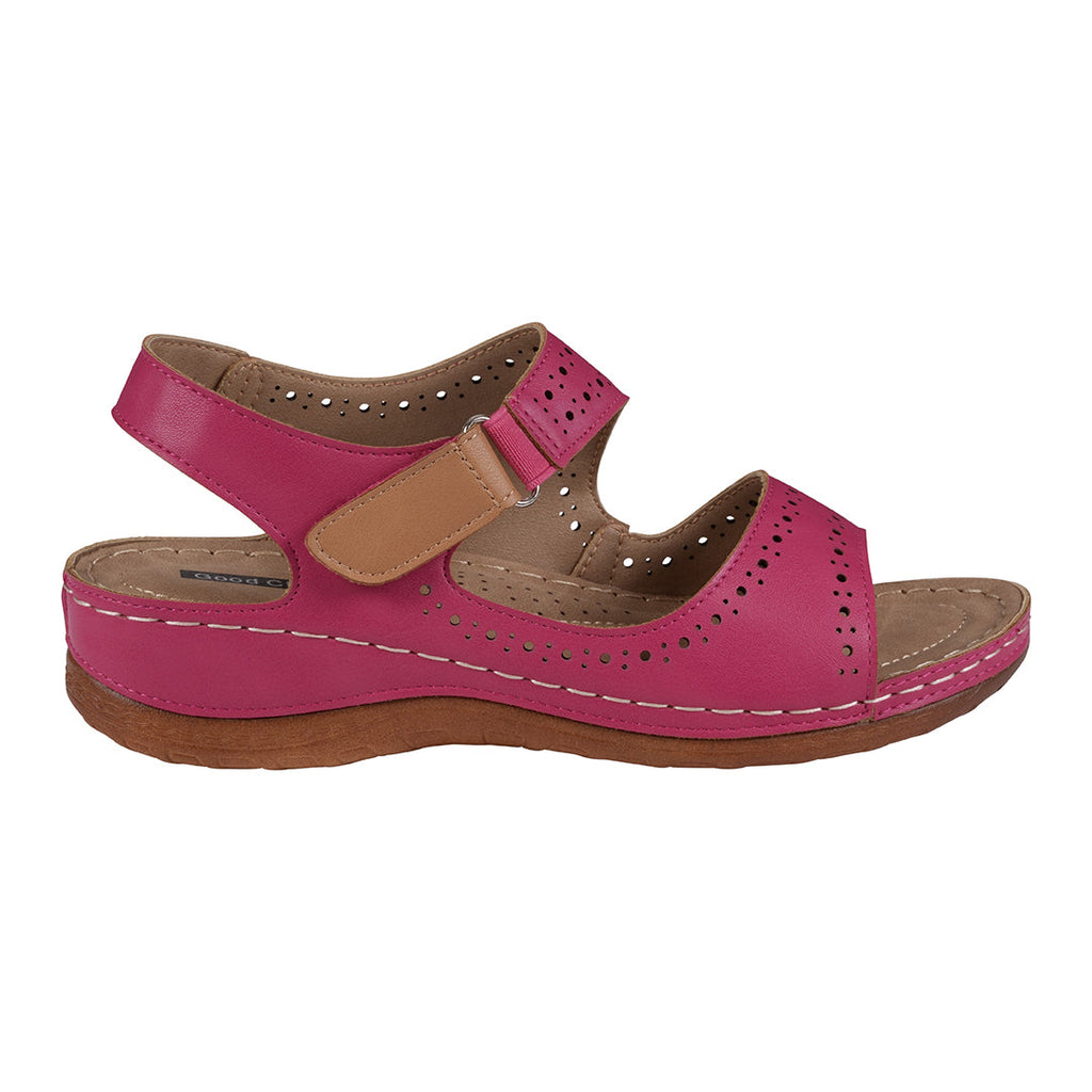 Sandales à double bride velcro perforées Foster rouges