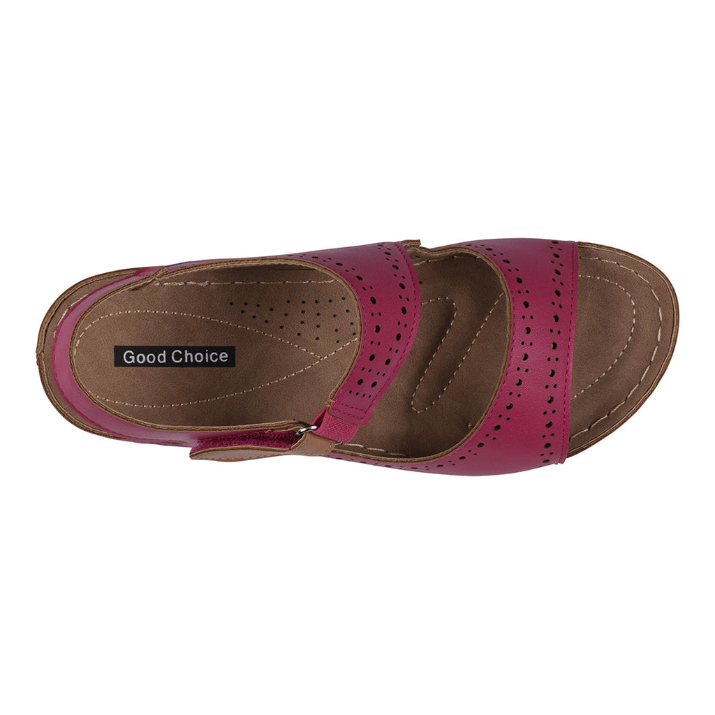 Sandales à double bride velcro perforées Foster rouges