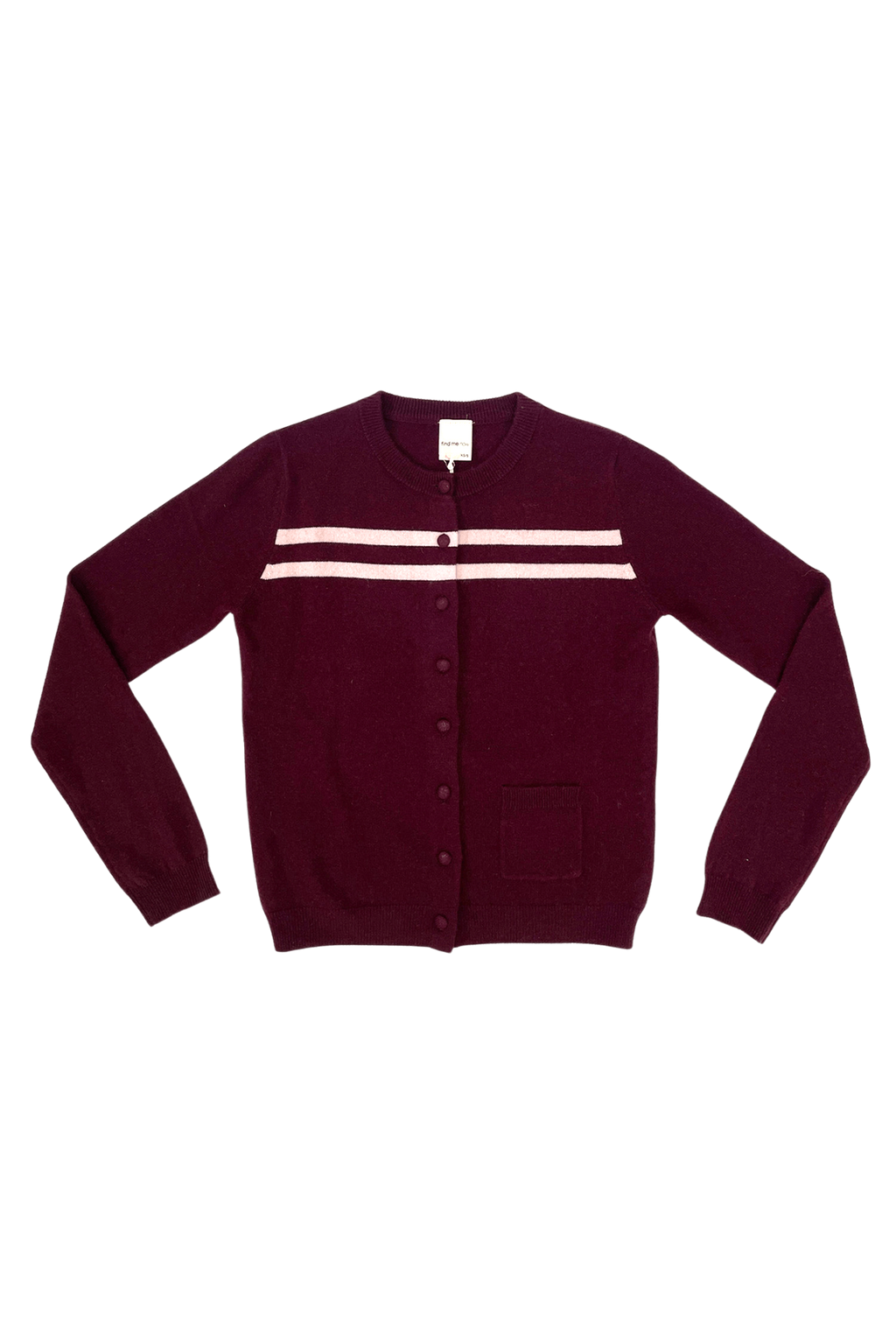 CARDIGAN EN LAINE CACHEMIRE À RAYURES FRAMBOISE CRÈME