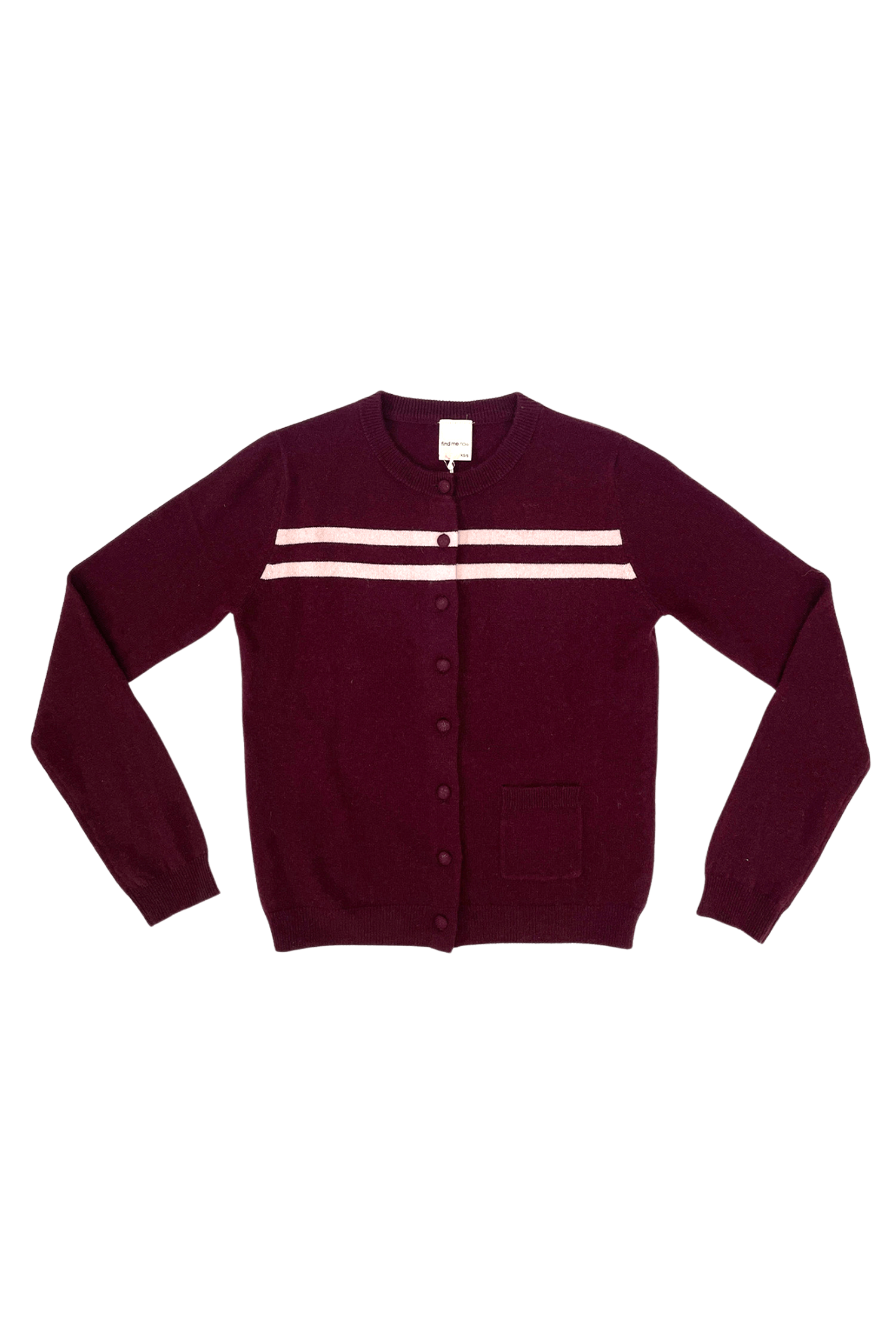 CARDIGAN EN LAINE CACHEMIRE À RAYURES FRAMBOISE CRÈME