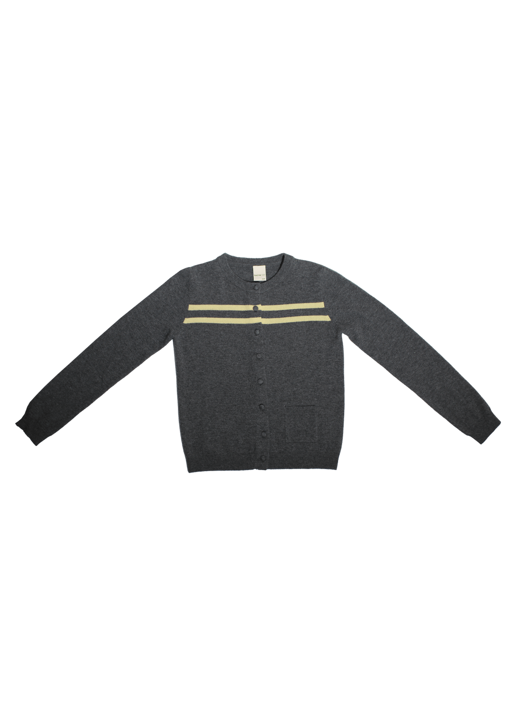 Cardigan en laine de cachemire rayé anthracite/beurre