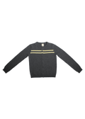 Cardigan en laine de cachemire rayé anthracite/beurre