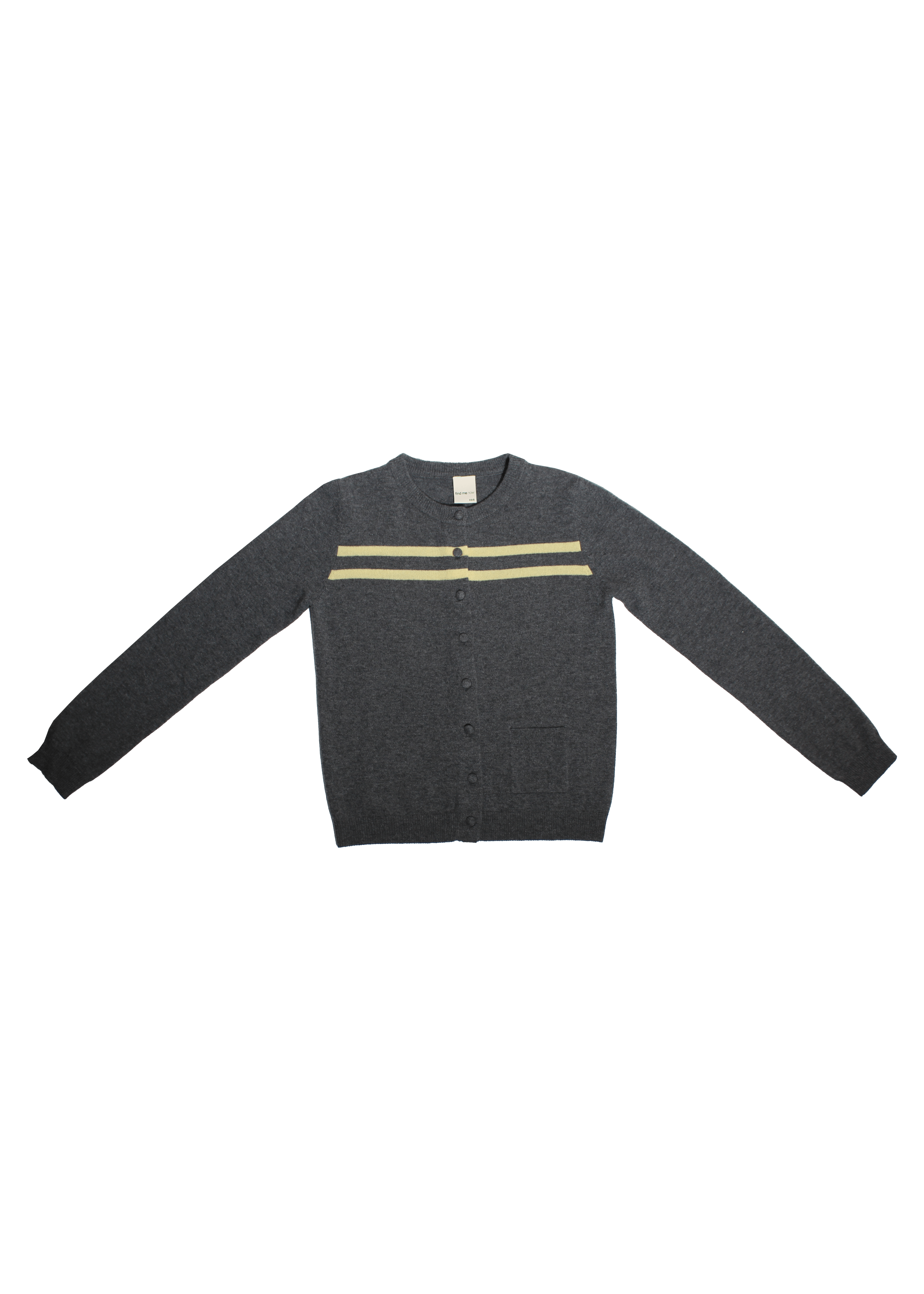 Cardigan en laine de cachemire rayé anthracite/beurre