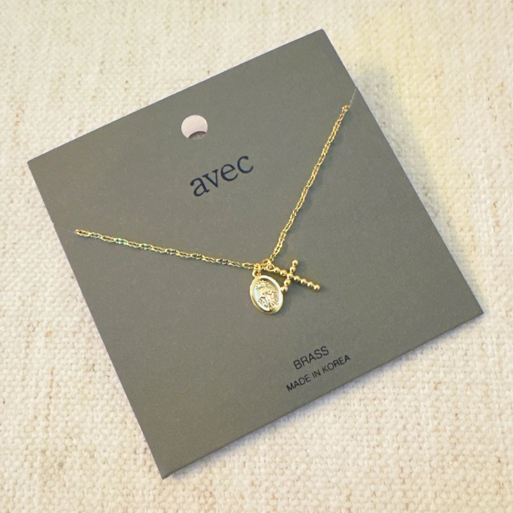 Collier pendentif Duo Fidèle – Chaîne dorée avec mini croix et