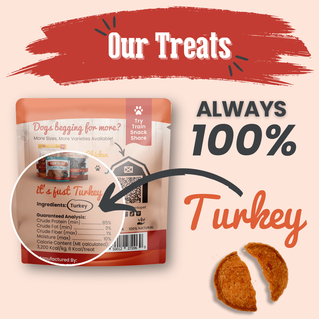 Paquets de croustilles de dinde | Friandises hypoallergéniques pour le dressage