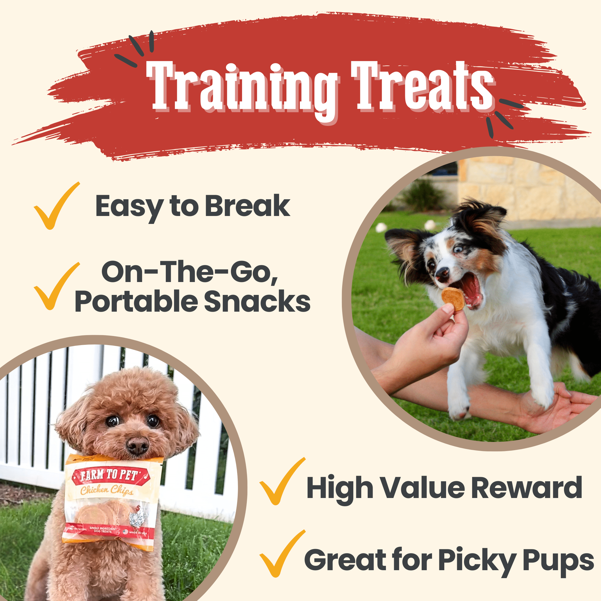 Paquets de friandises au poulet | Cadeaux de fête pour chiens et friandises d'entraînement