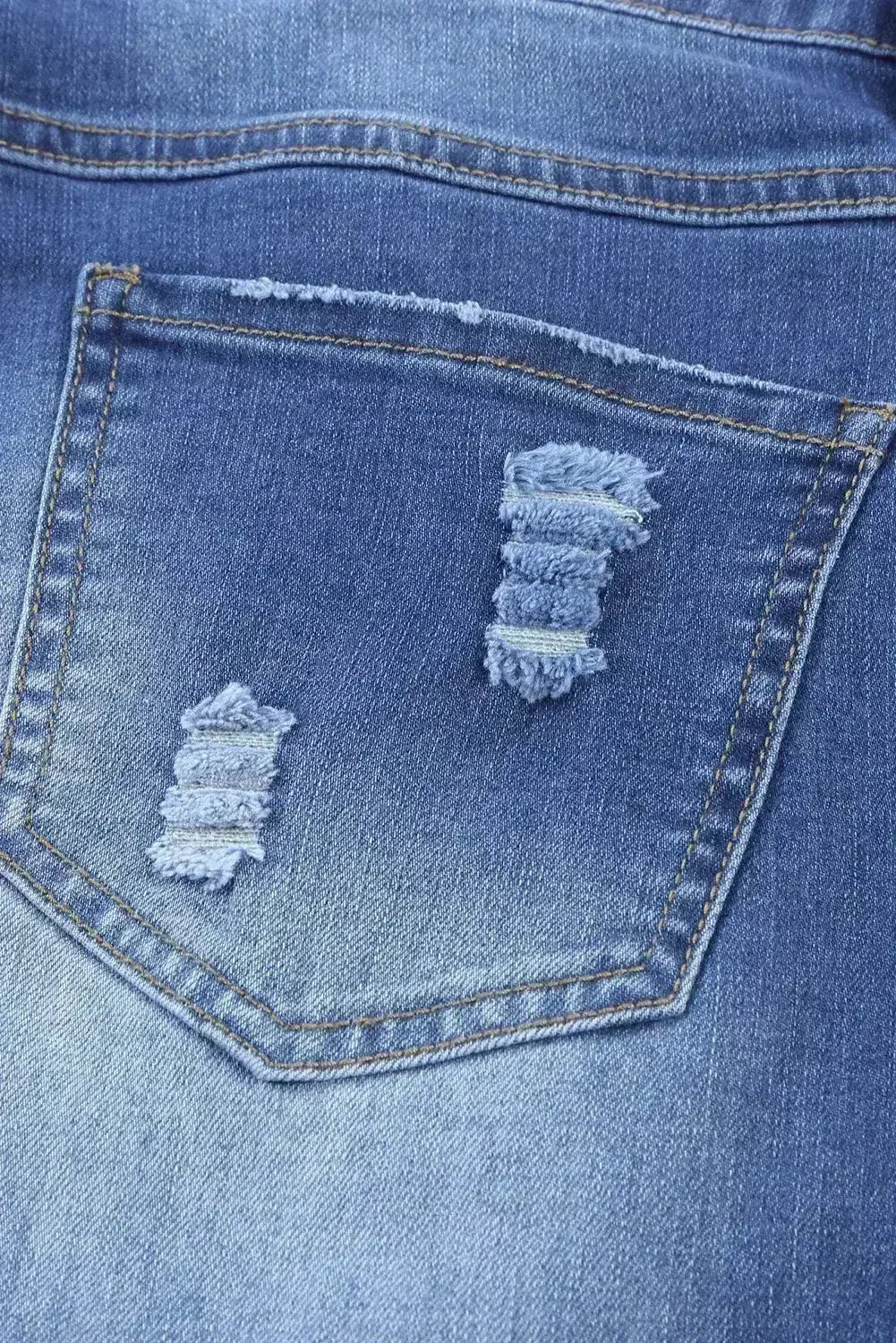 Jean boyfriend droit déchiré à carreaux bleu tendance