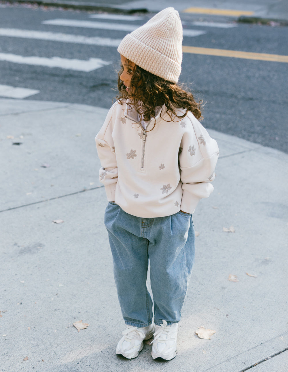 Demi-zip enfant floral
