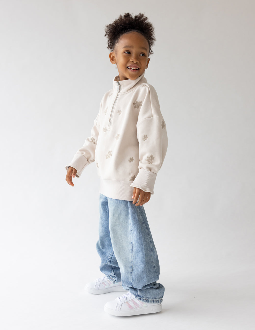 Demi-zip enfant floral