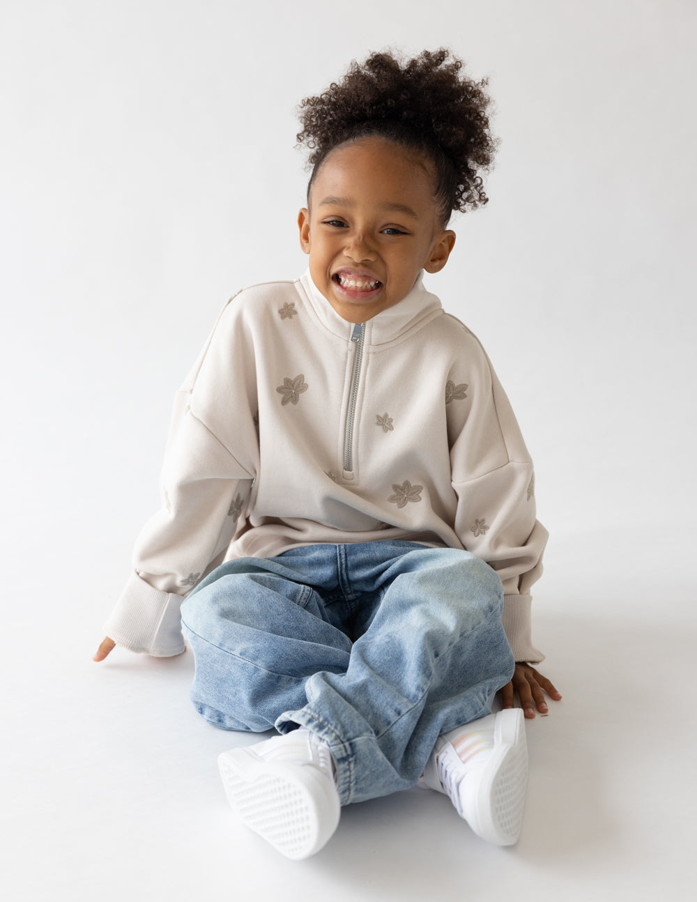 Demi-zip enfant floral