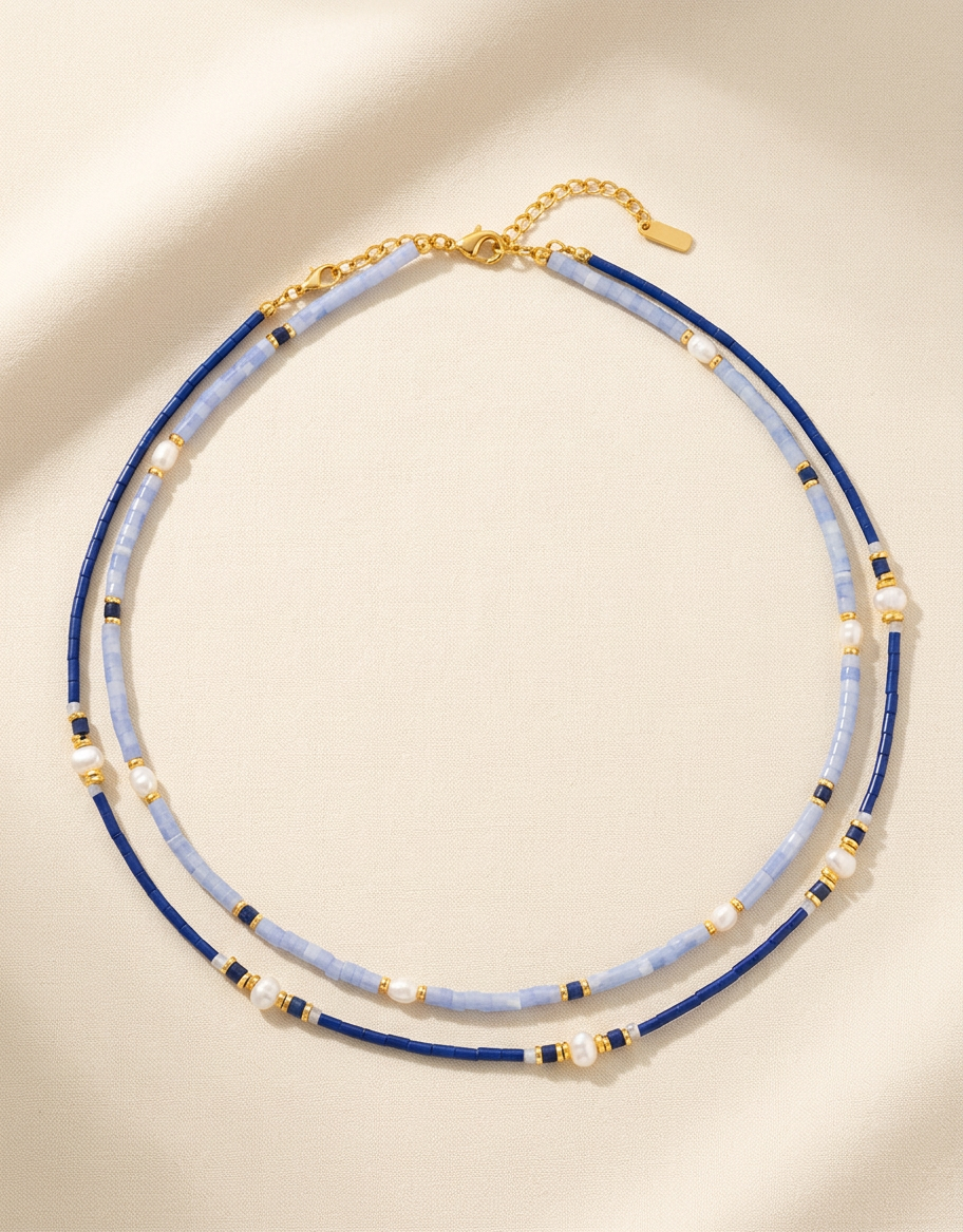 Collier multirangs de perles d'eau douce