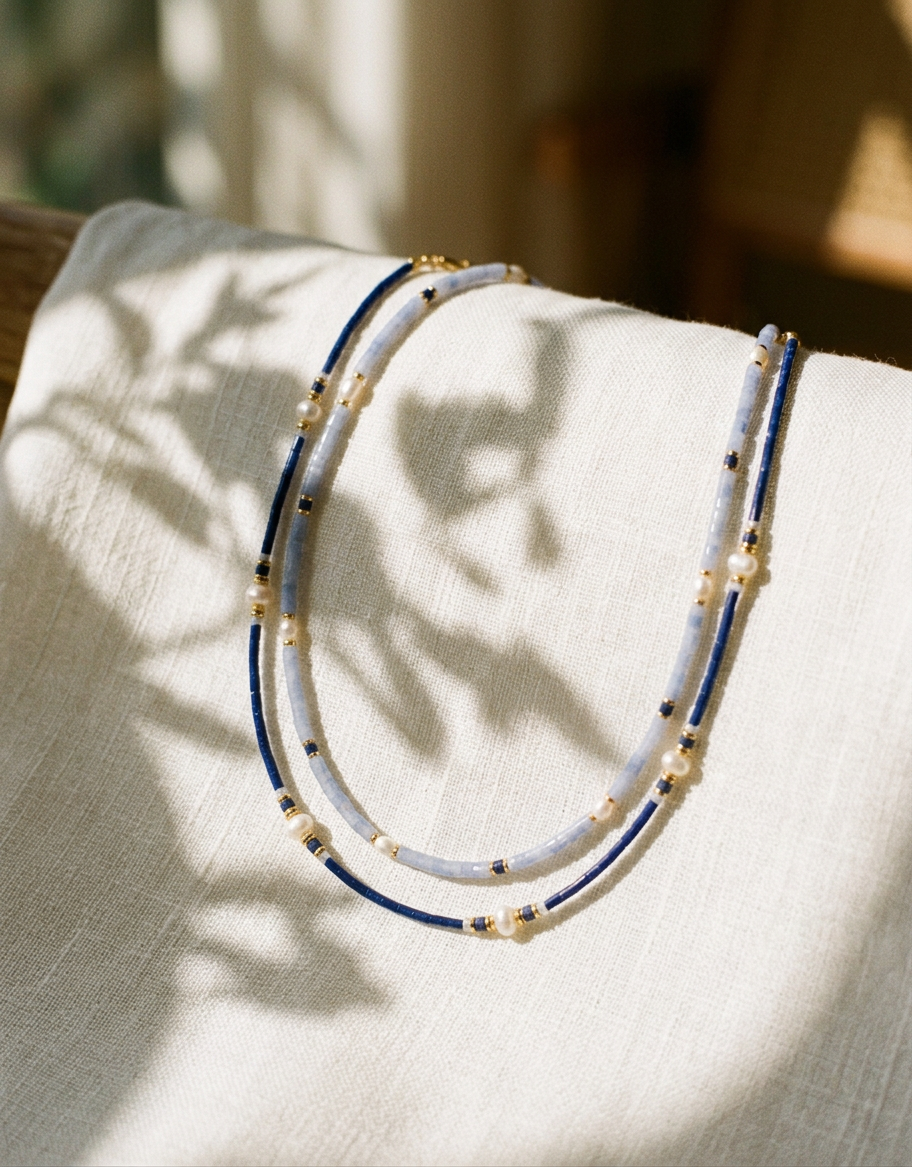 Collier multirangs de perles d'eau douce