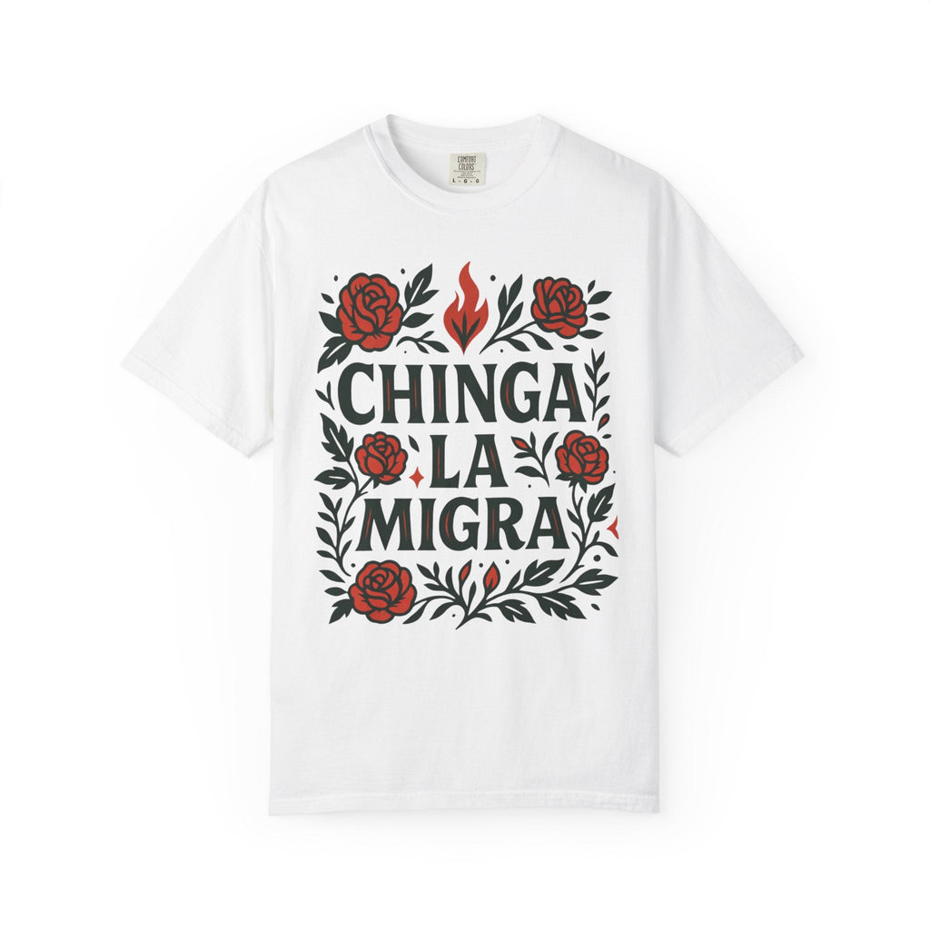 T-shirt double face La Resistencia | Chinga La Migra Édition Protestation Immigration Justice ICE | T-shirts viraux Fierté latine