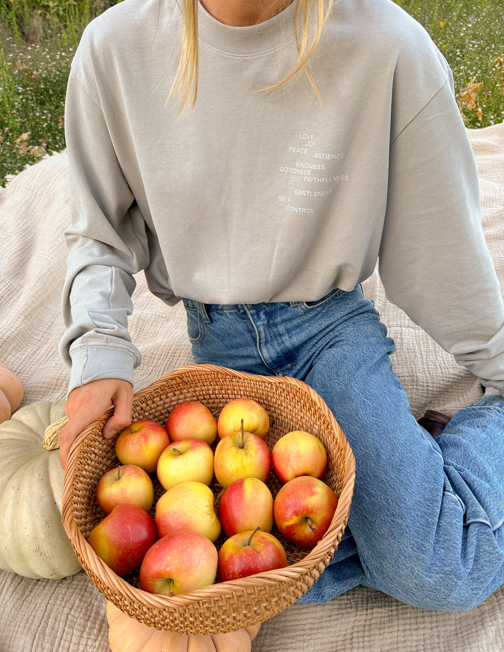 T-shirt unisexe manches longues Fruit de l'Esprit gris