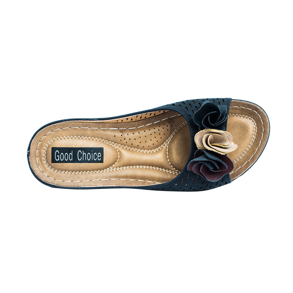 Sandales compensées noires Juliet pour femme