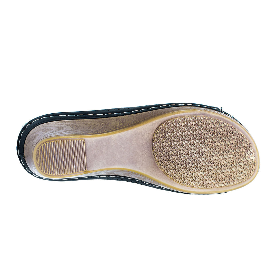 Sandales compensées noires Juliet pour femme