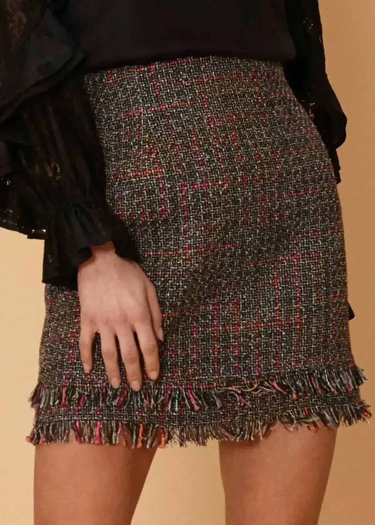 Mini-jupe noire à rubans pour femme