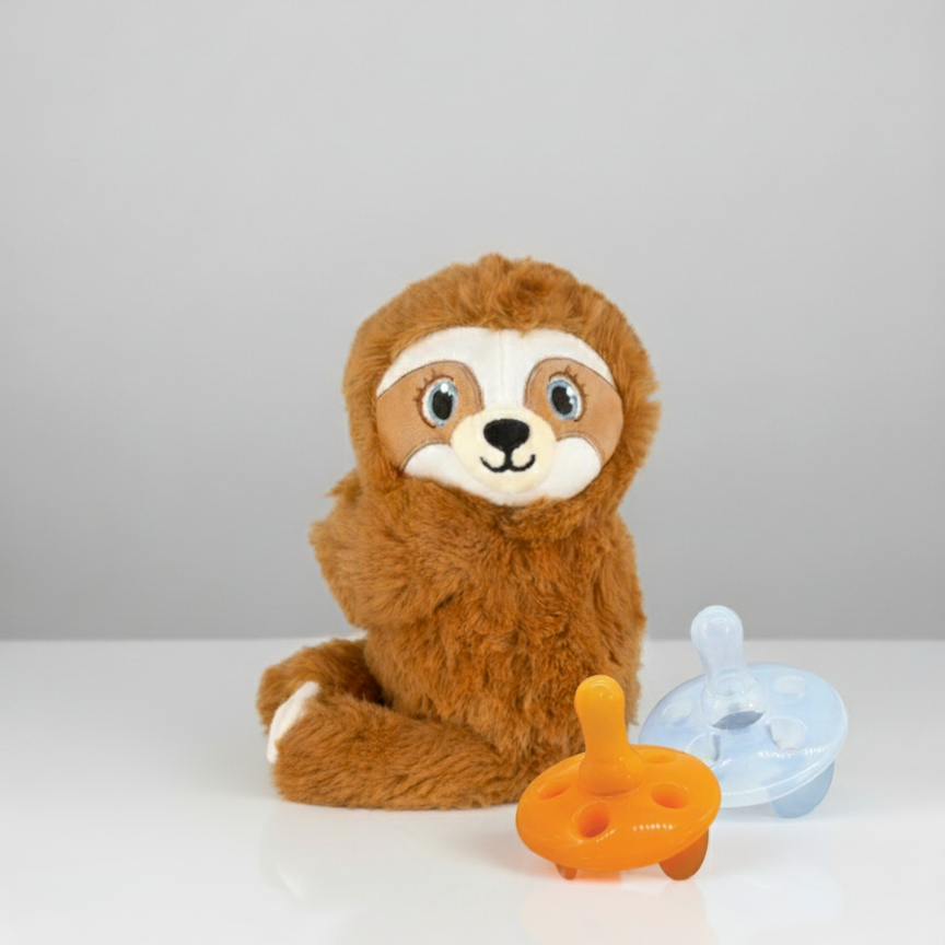 Baby Shusher Paresseux en peluche avec machine à sons + lot de 2 tétines Shushie