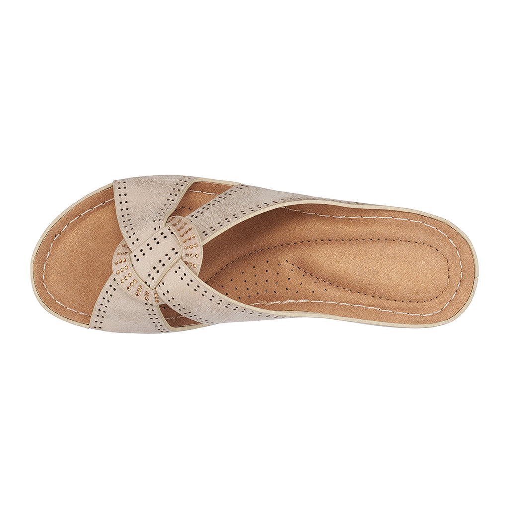 Sandales compensées dorées Gisèle