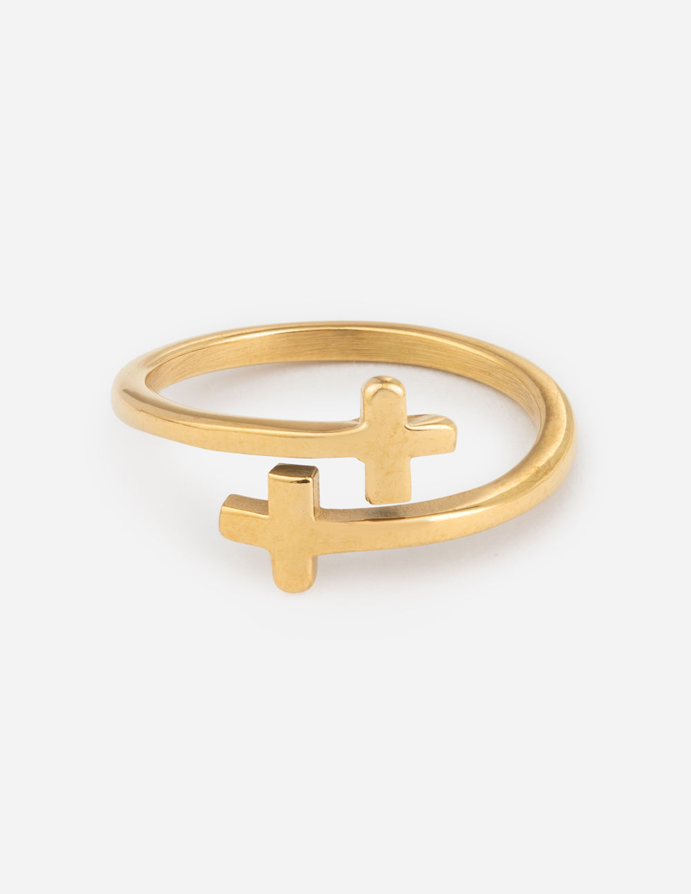 Bague croix en or enroulé