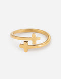Bague croix en or enroulé