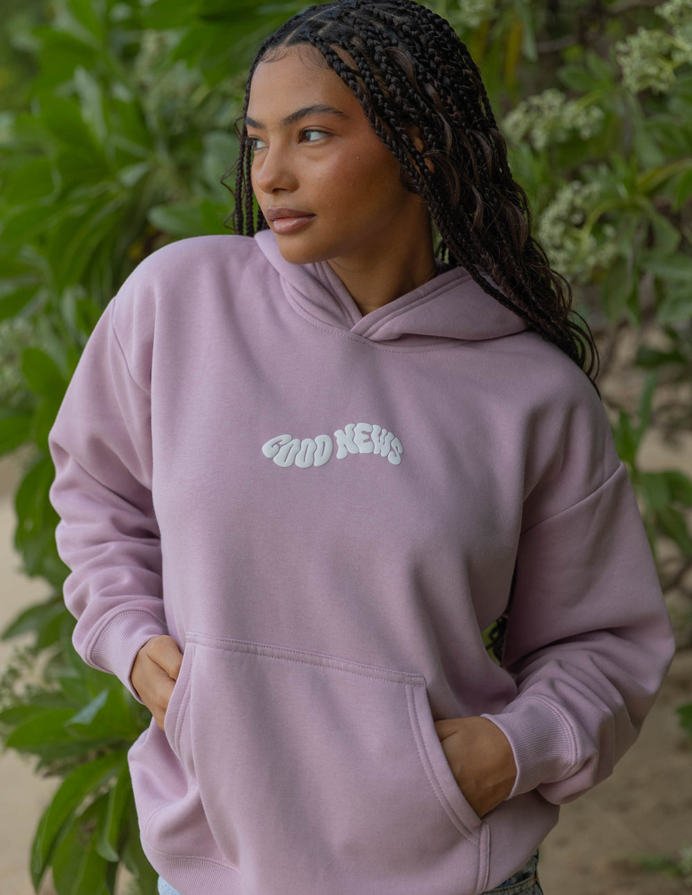 Bonne nouvelle, sweat à capuche rose unisexe