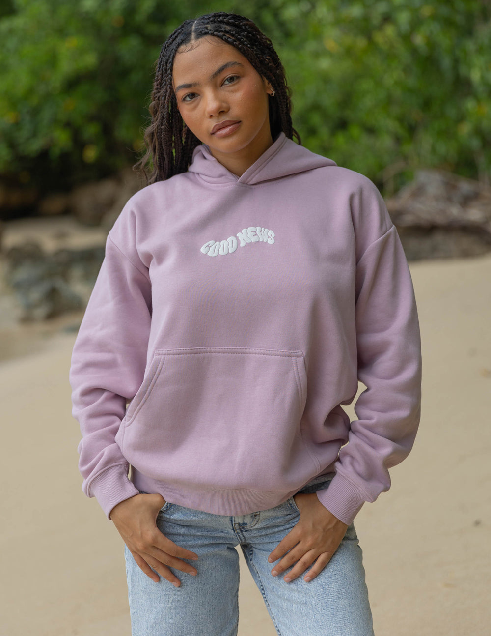 Bonne nouvelle, sweat à capuche rose unisexe