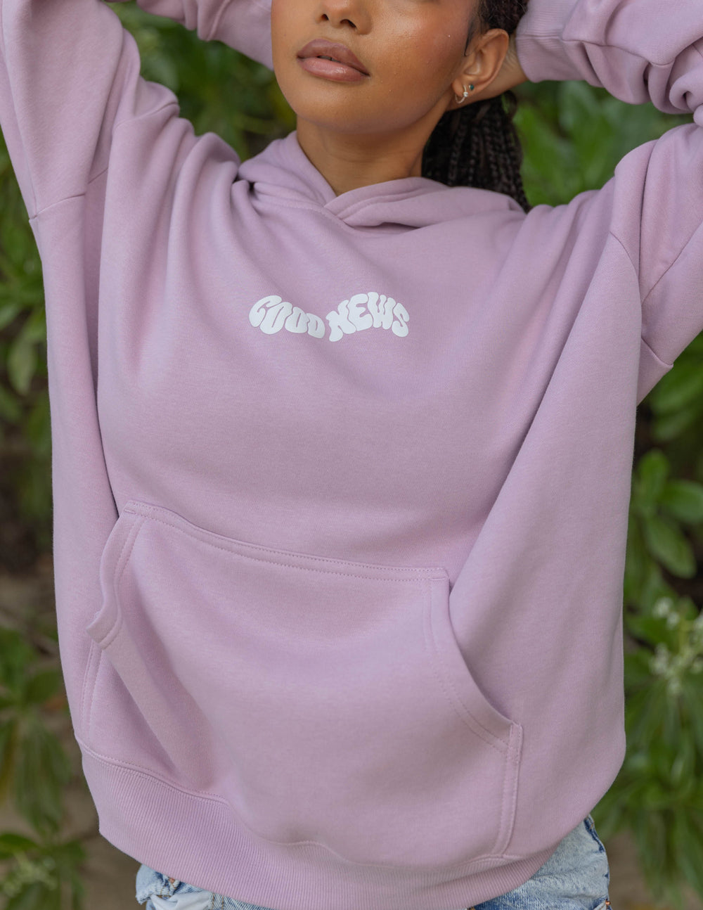 Bonne nouvelle, sweat à capuche rose unisexe