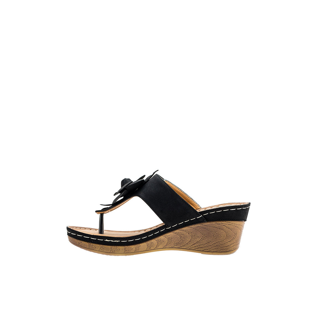 Sandales compensées noires Flora pour femme