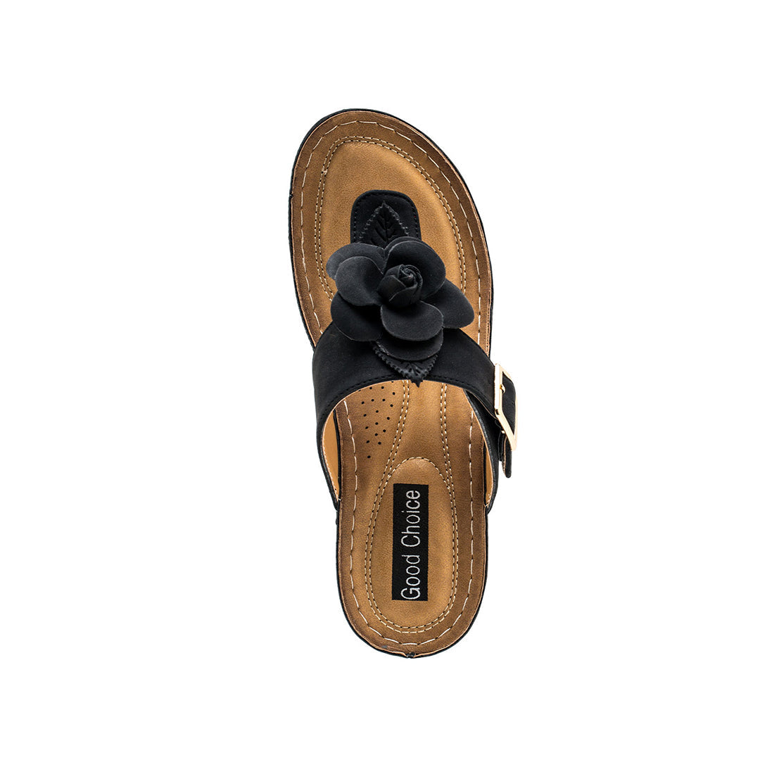 Sandales compensées noires Flora pour femme