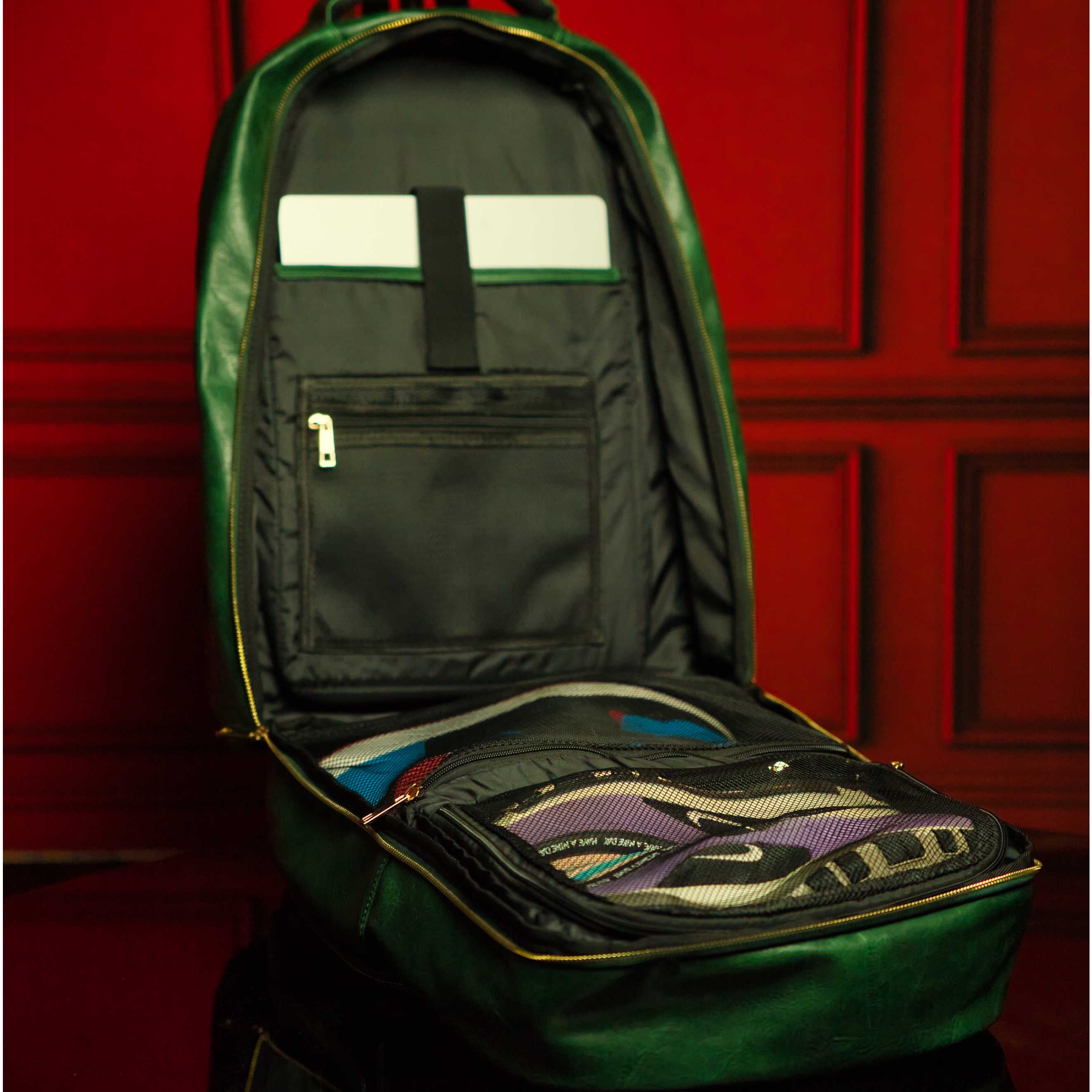 Sac bandoulière en cuir vert émeraude (Grand format)