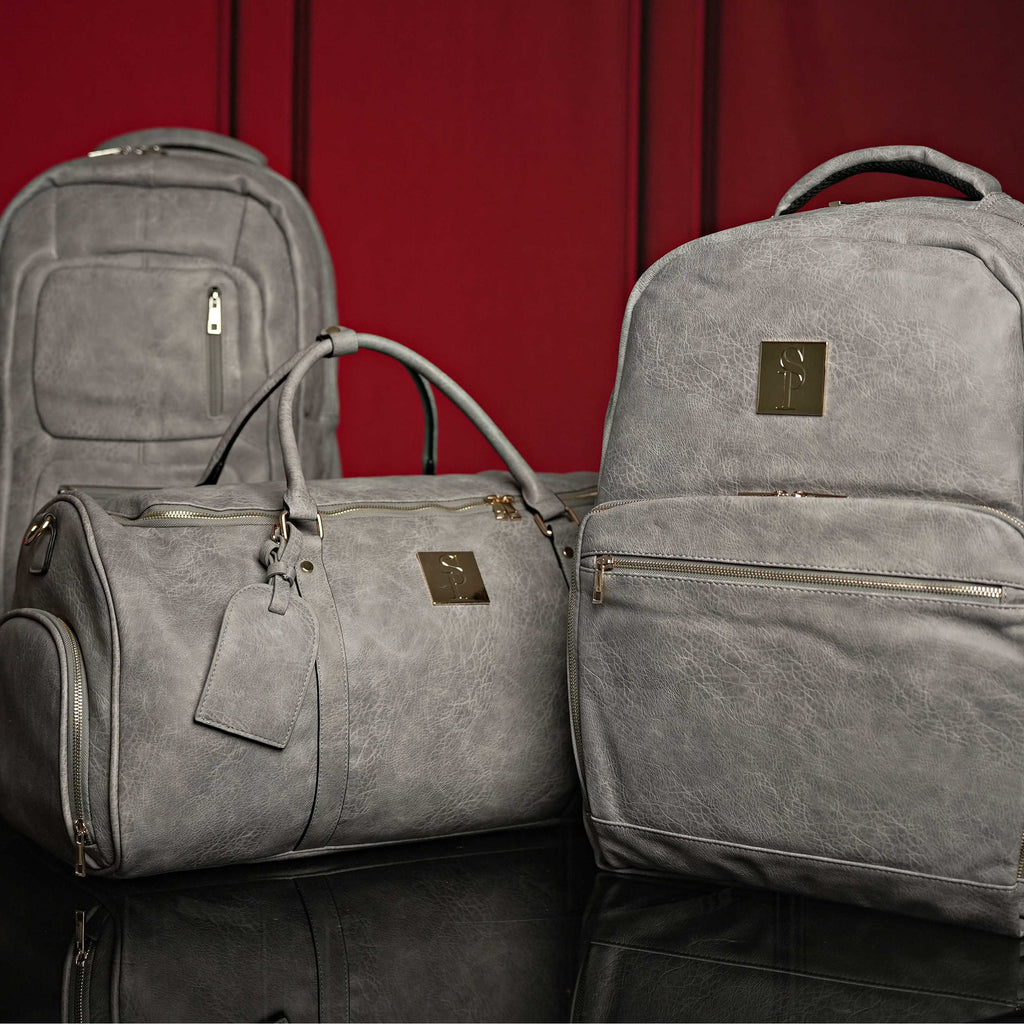 Set de 3 Sacs en Cuir Luciano Gris Vieilli