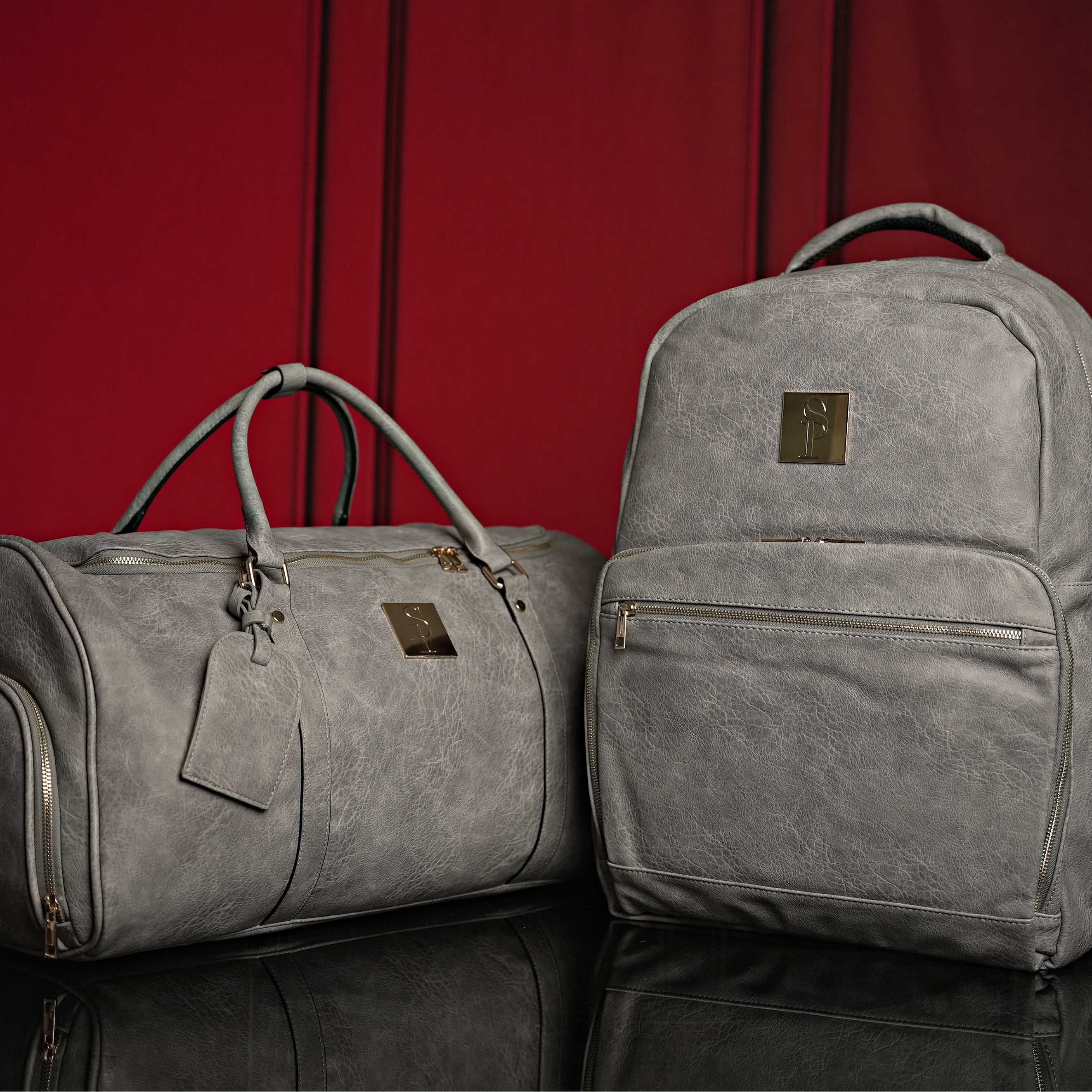 Set de 3 Sacs en Cuir Luciano Gris Vieilli