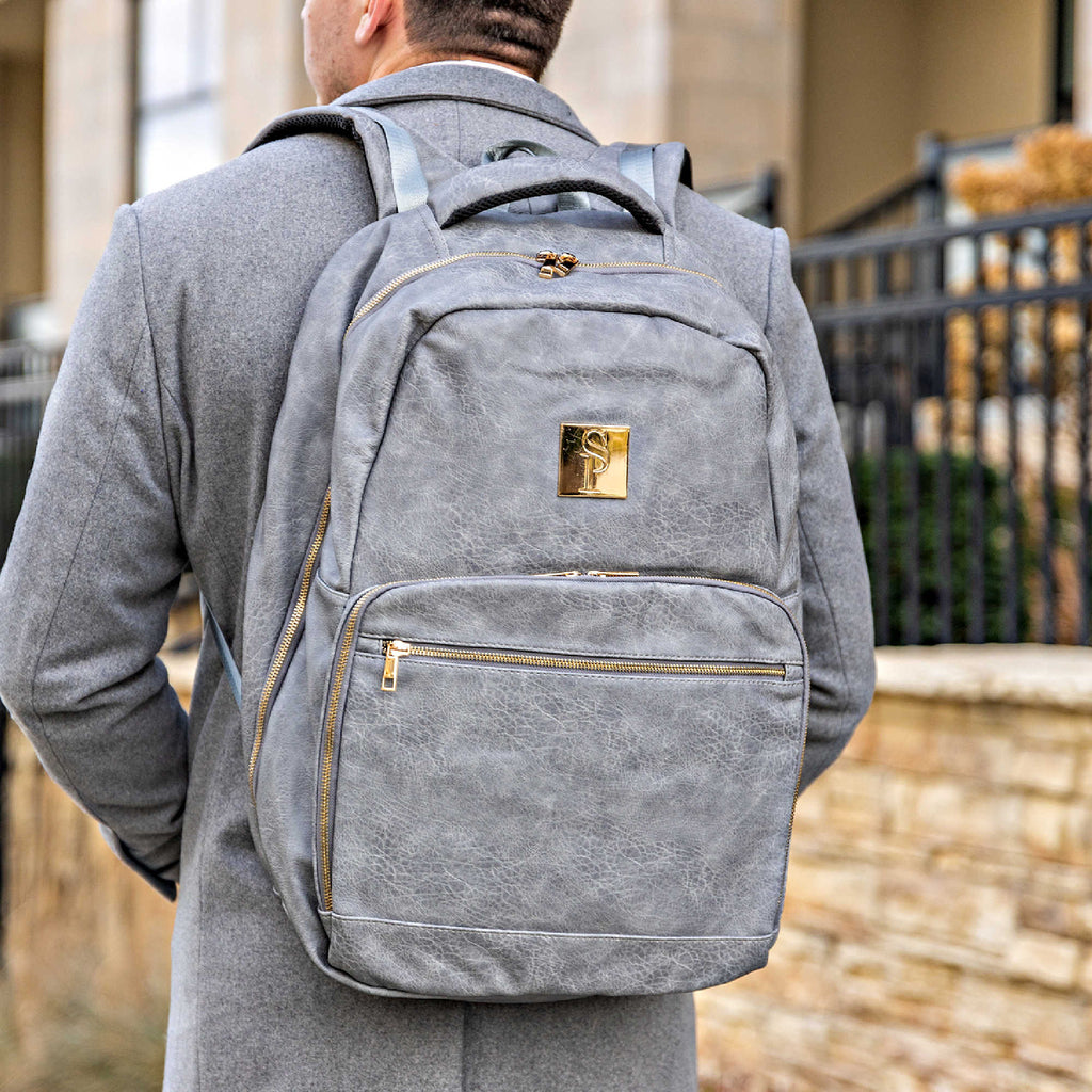 Sac de ville en cuir gris