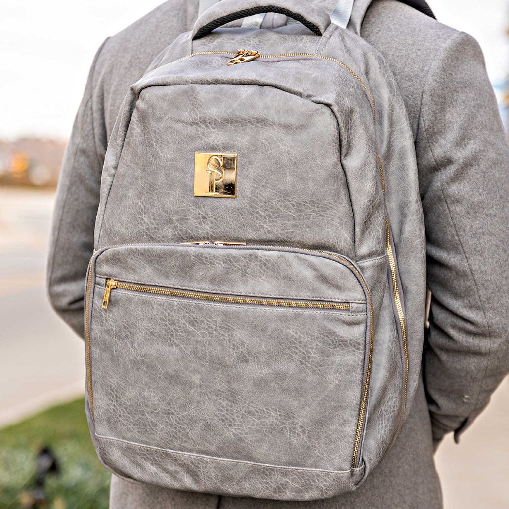 Sac de ville en cuir gris