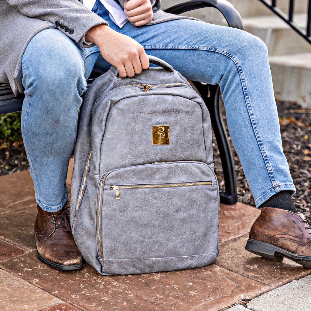 Sac de ville en cuir gris