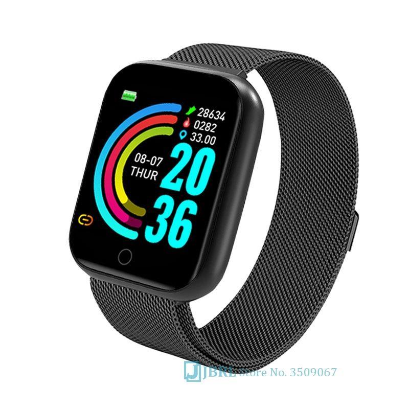 Montre intelligente de luxe, NOUVEAU style, en acier inoxydable, pour femmes et hommes, électronique, sport, bracelet, pour Android IOS, montre connectée carrée