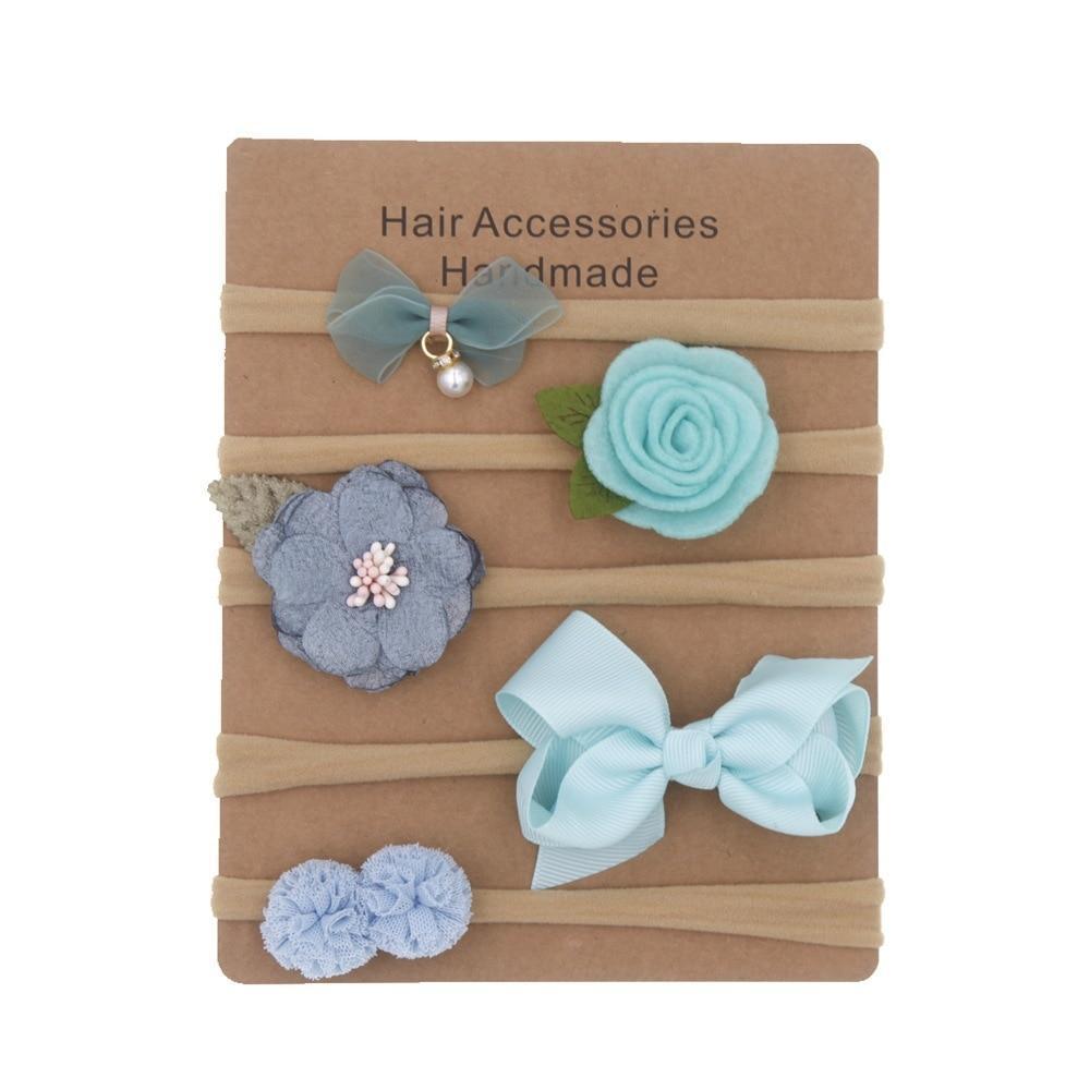 Lot fait main bandeau bébé nœud uni fleur nœud papillon enfants nylon élastique bandeaux doux faits à la main pour filles accessoires de cheveux