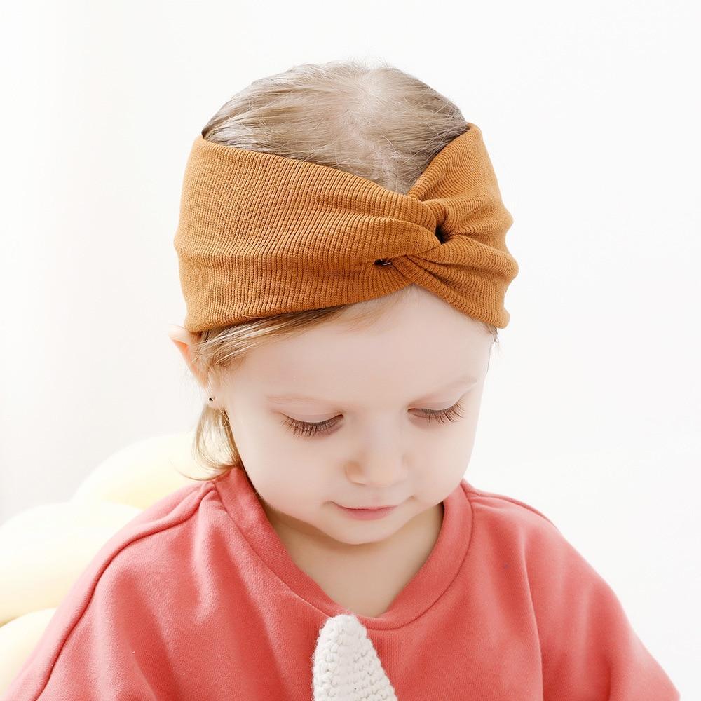 Bandeau Fille Torsadé Noué Doux Élastique Bébé Fille Doux Élastique Turban Bandeau Fille Nouvelle Tendance Hiver Automne