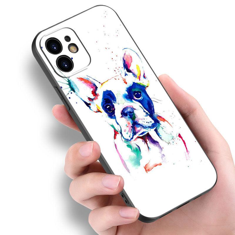 Coque de téléphone chiot bouledogue français mignon pour iPhone 14 13 12 Mini 11 Pro Max 7 8 Xr X Xs 7 8 Plus Se 2020 2022 Housse de téléphone mince transparente en silicone souple et élastique