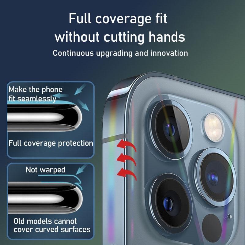 Film Hydrogel Aurora Laser Dégradé pour iPhone 13 11 12 Pro Max Mini X XS XR 7 8 Plus SE 2, Protection d'écran Souple, Coque Arrière Complète, Fine et Anti-Rayures pour iPhone