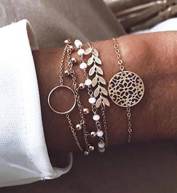 Bracelets Glandes Bohémiens Dorés Pour Femmes Coquillage d'Été Pierre de Cristal Transparente Bijoux de Luxe