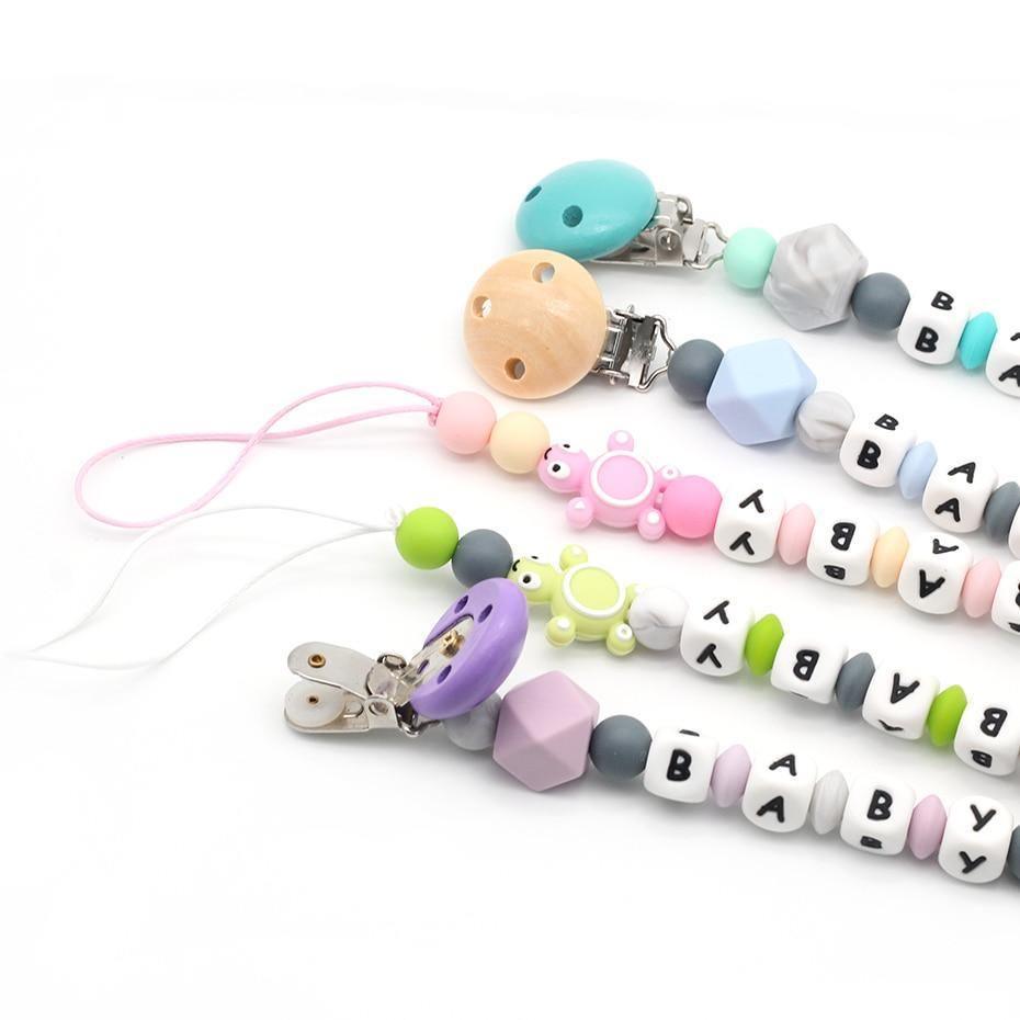 Chaînes de sucette modernes faites à la main pour bébés - en silicone - pour attacher à la sucette